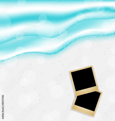 Beach background with set photo frames