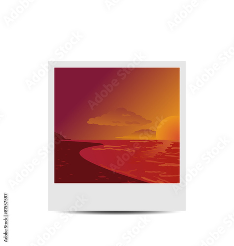 Photoframe with sunset beach background