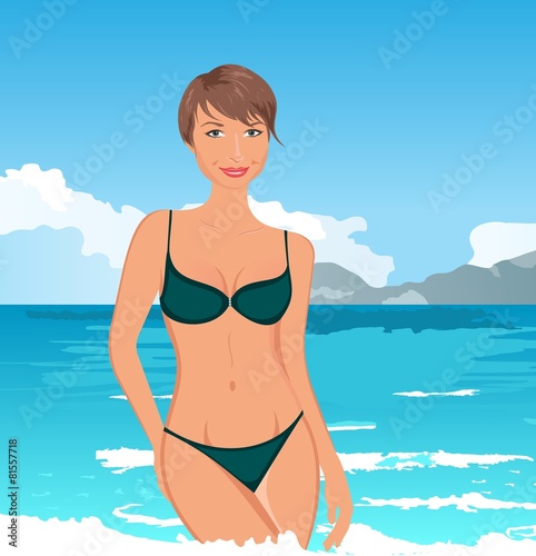 pretty girl on summer background