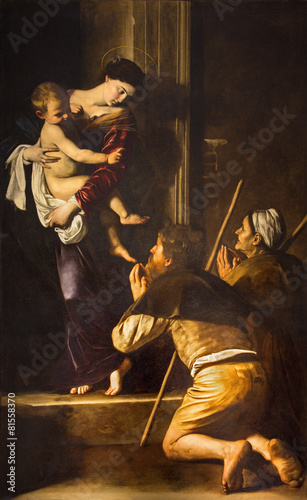 Rome -  Madonna of Loreto and pilgrims paint by Caravaggio photo