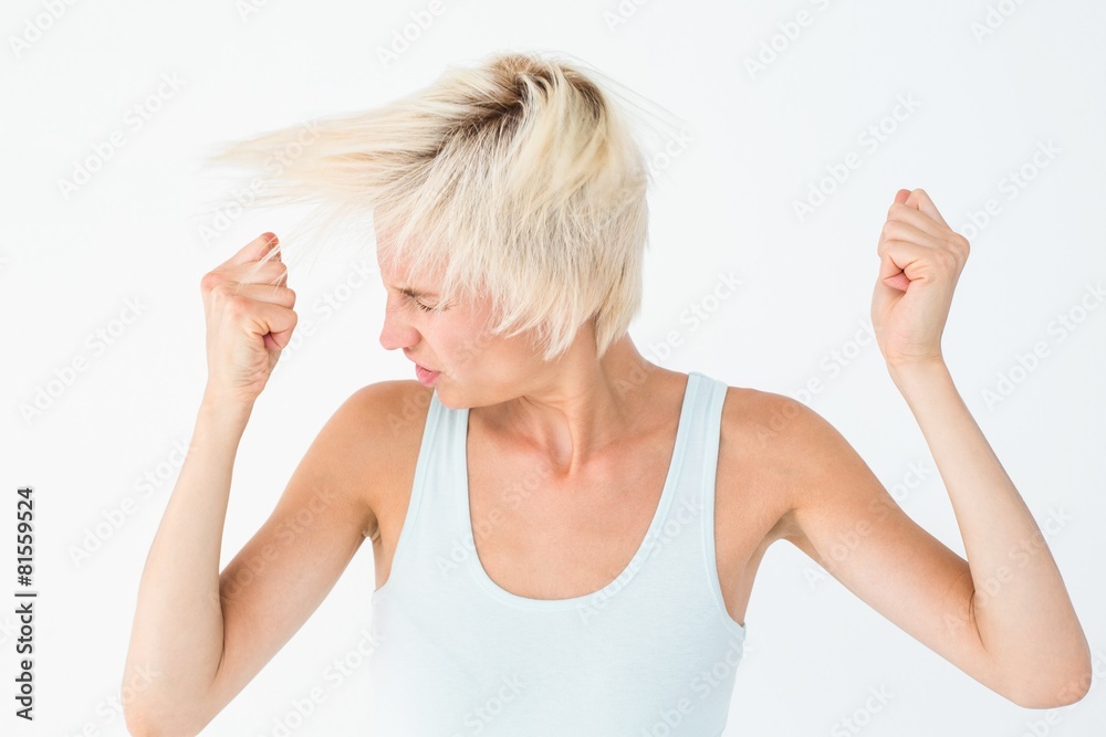 Angry woman shaking her head Angry woman shaking her head