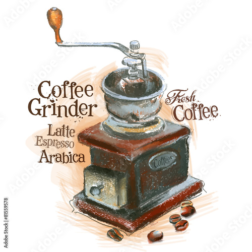 fresh coffee vector logo design template. grinder or beans icon.