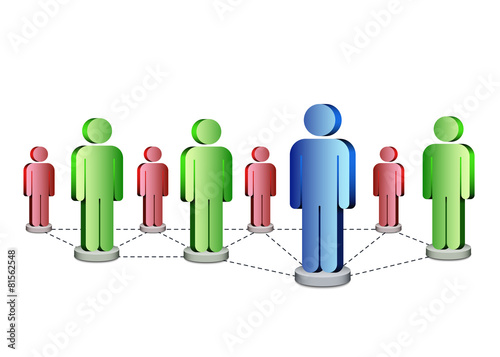 Business human network concept with leader, vector illustration