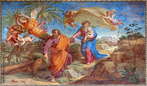 Rome - Flight to Egypt fresco in Basilica di Sant Agostino