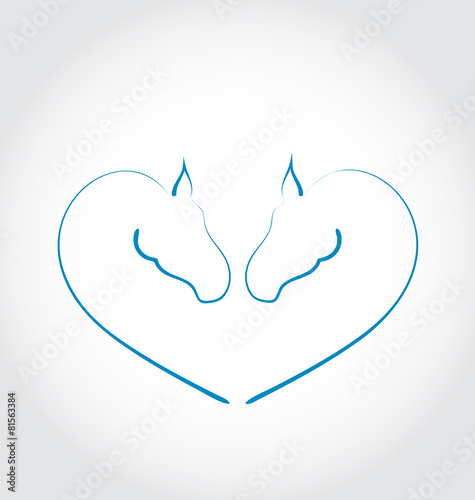 Two horses stylized heart shape