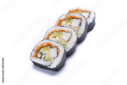 futo maki sushi roll isolated on white background photo