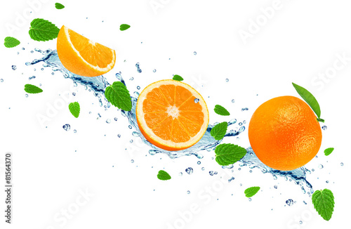 orange splash water isolated