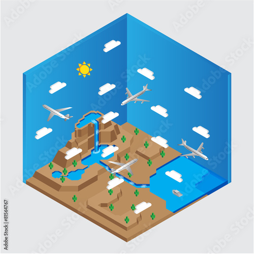 illustration of desert earth concept in isometric view