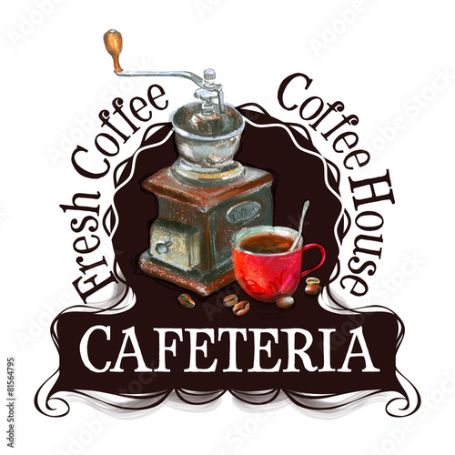 cafeteria logo design template. fresh coffee or cappuccino icon.