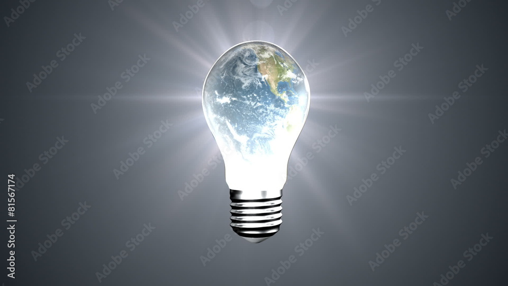 Light bulb with revolving earth Light bulb with revolving earth