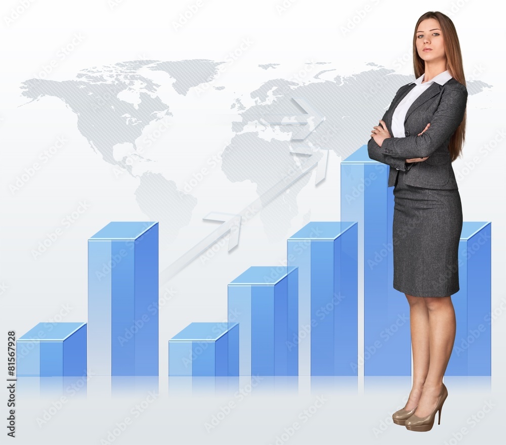 3d. Bright picture of angry businesswoman with colorful 3d 3d. Bright picture of angry businesswoman with colorful 3d