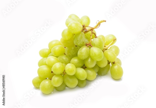 Green grapes on white background