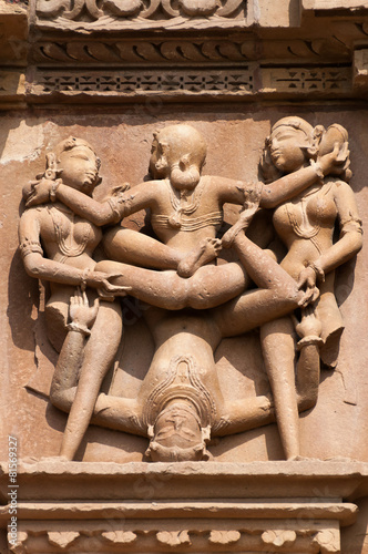 Erotic sculptures on Kandariya Mahadeva temple. Khajuraho photo