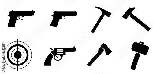 Armes et outils en 8 icônes