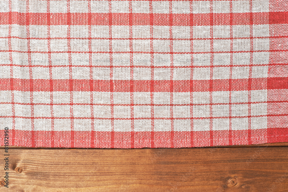 Tablecloth or towel over the wooden table