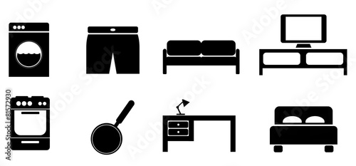 Tableau sur toile Intérieur maison en 8 icônes
