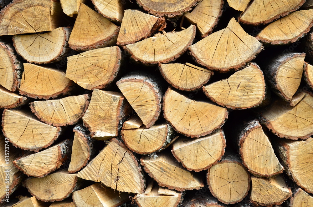 Dry chopped firewood logs ready for winter Dry chopped firewood logs ready for winter