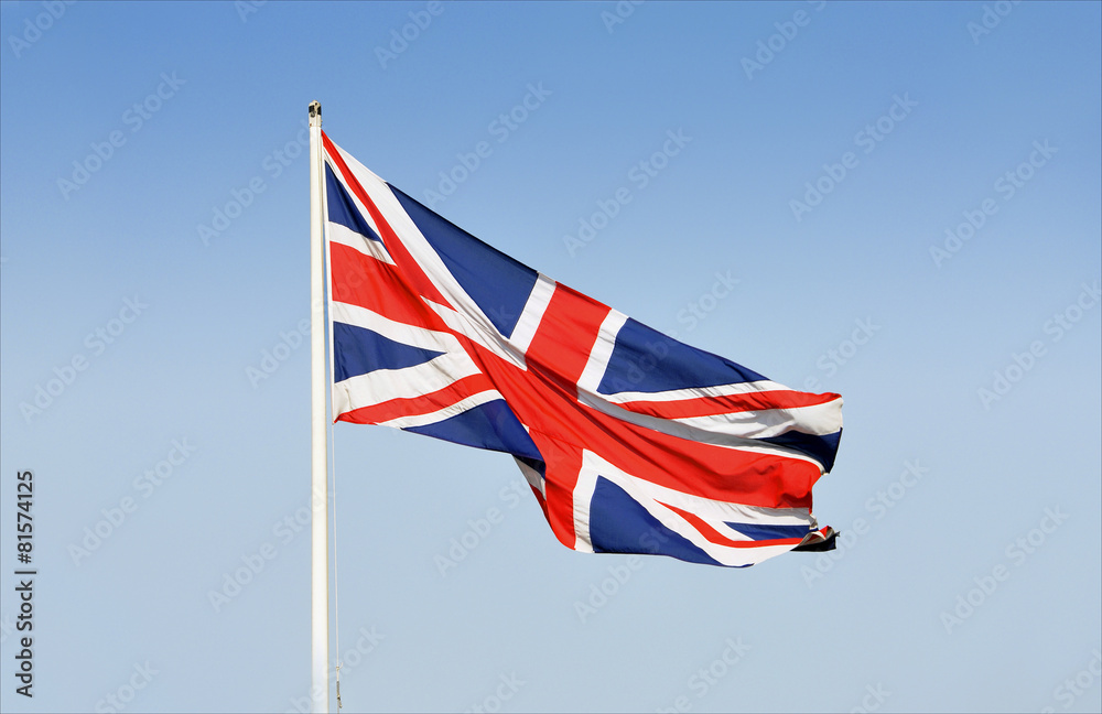 Naklejka premium British flag waving in the wind