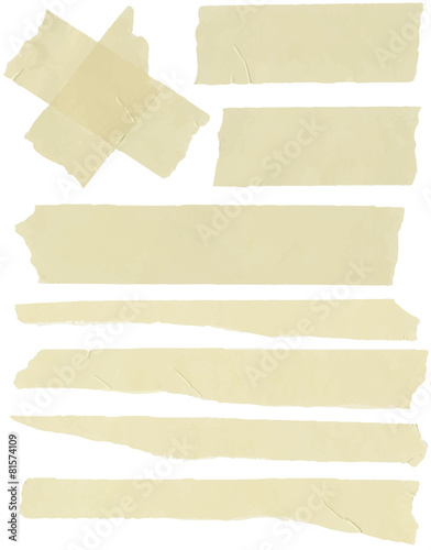 Set of horizontal and different size sticky tape,adhesive pieces