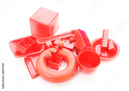 Red plastic toys