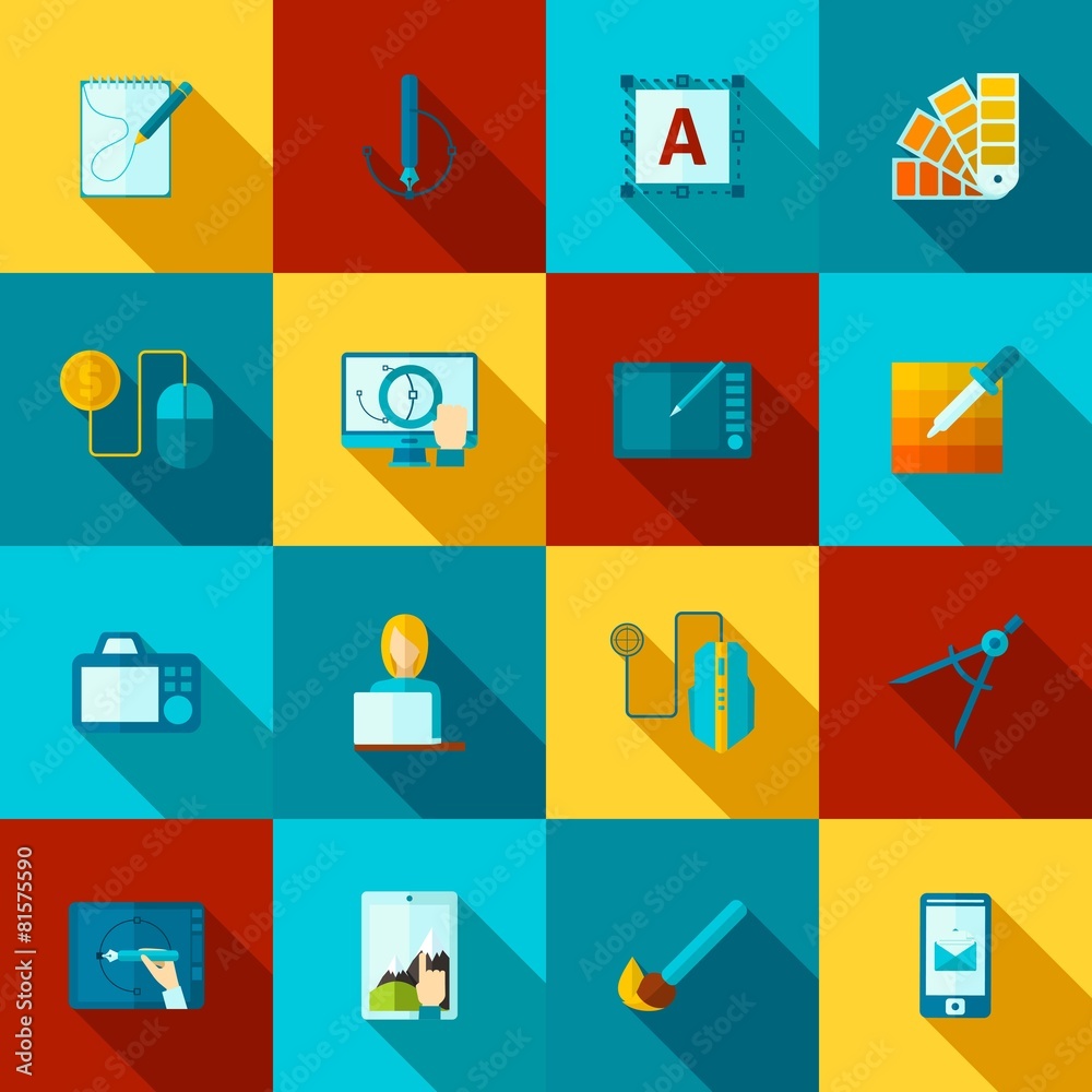 Graphic Design Flat Icons Set Graphic Design Flat Icons Set