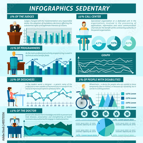 Sedentary Infographics Set