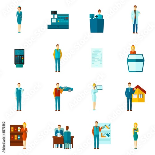 Salesman Icons Flat Set