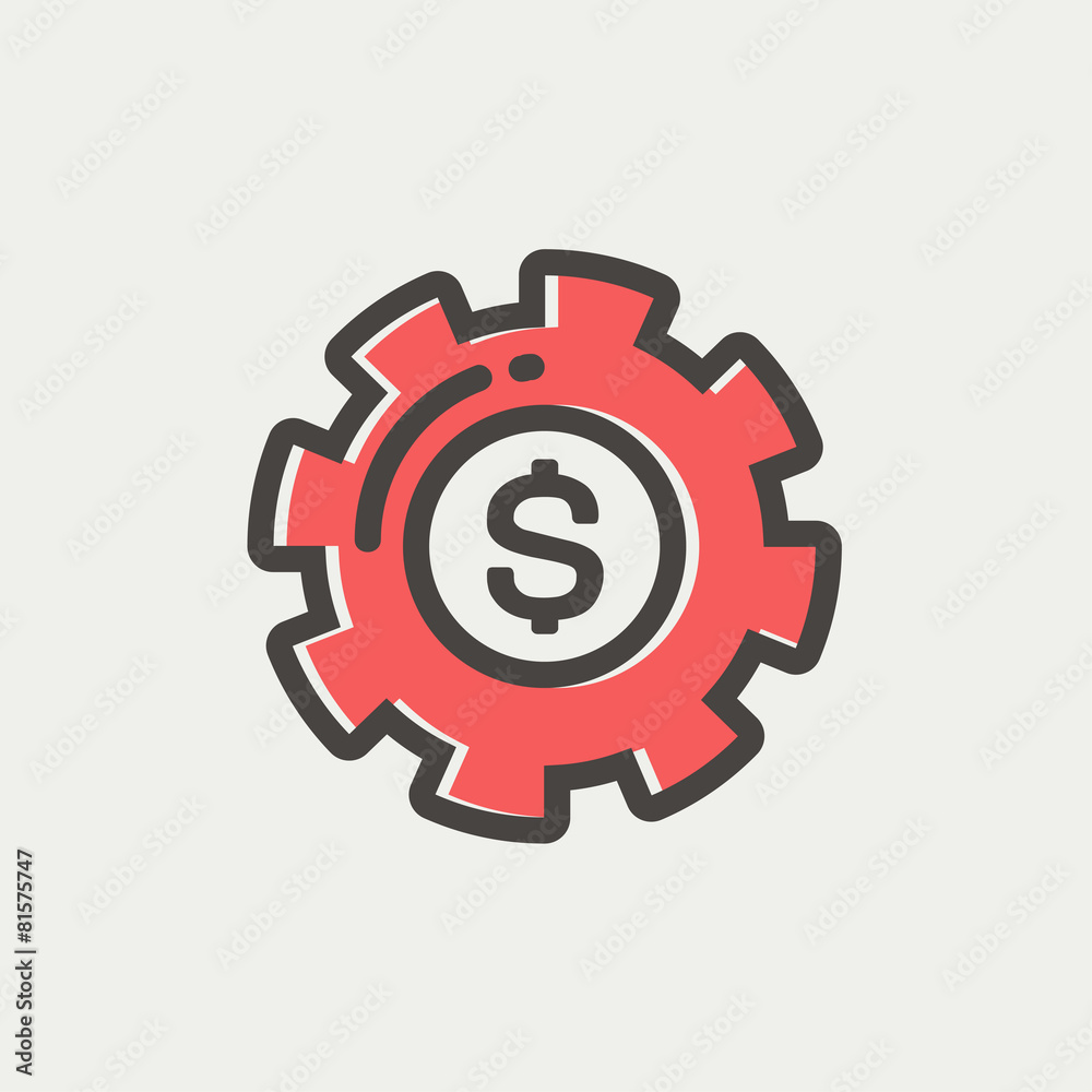 Money with gear thin line icon