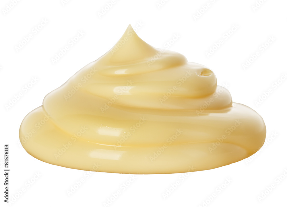 Handful of mayonnaise isolated on white background.