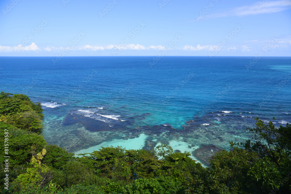 Tropical bay with coral reef at Ocho Rios, Jamaica