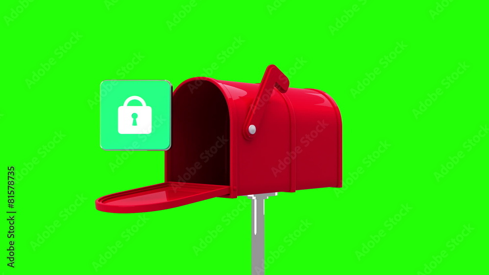 Lock icon in the mailbox on green background Lock icon in the mailbox on green background