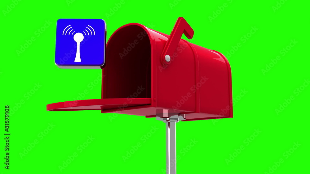 Wifi icon in the mailbox on green background Wifi icon in the mailbox on green background