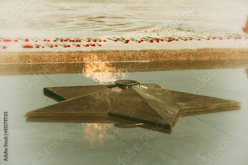 The eternal flame at the Poklonnaya Hill in Moscow, retro style