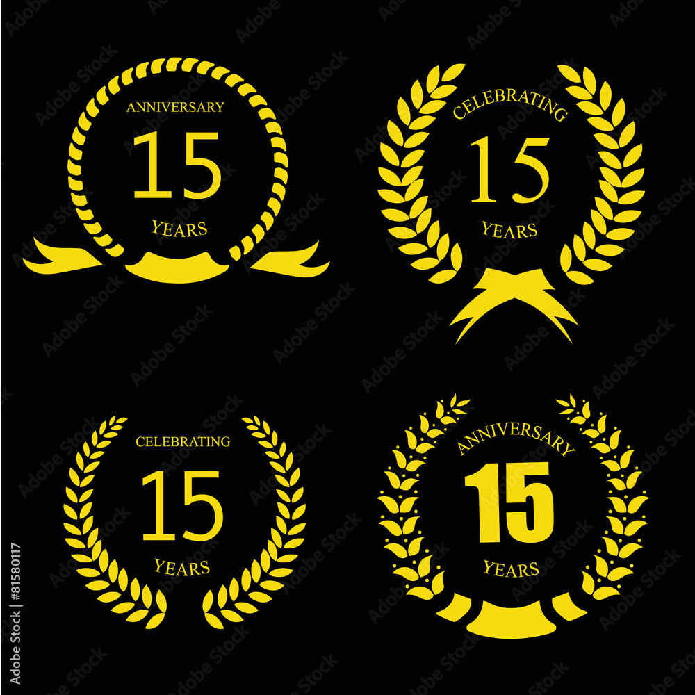 Celebrating 15 Years Anniversary - Golden Laurel Wreath Celebrating 15 Years Anniversary - Golden Laurel Wreath
