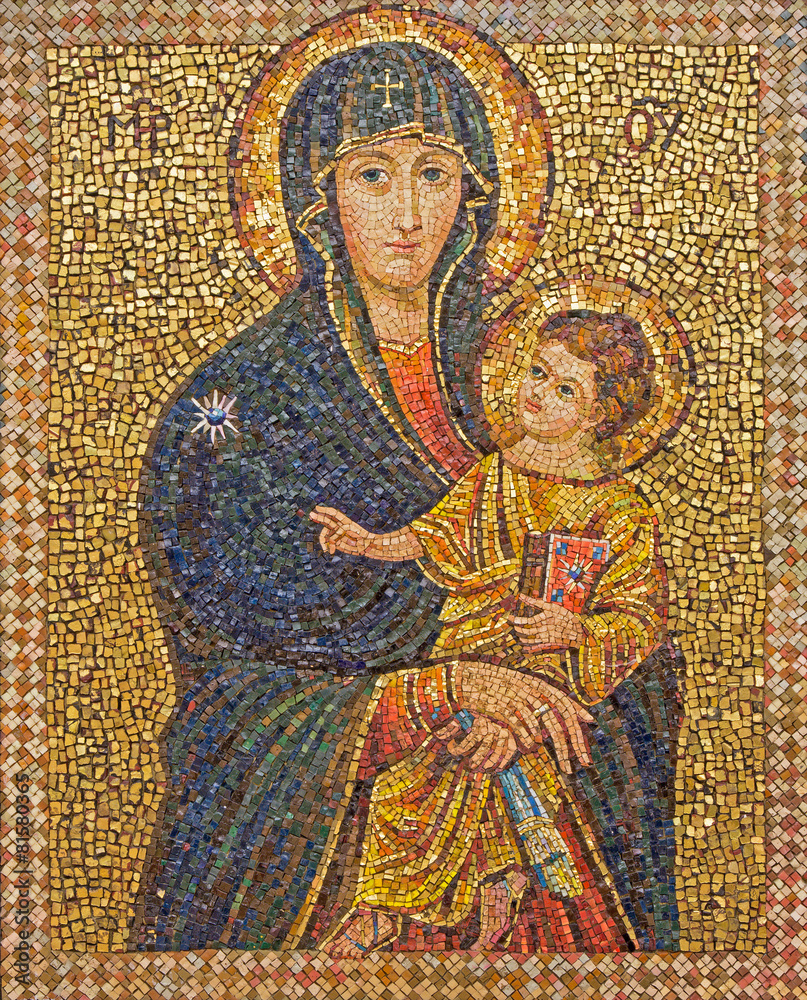 Jerusalem - mosaic of Madonna in Dormition abbey - obrazy, fototapety, plakaty 