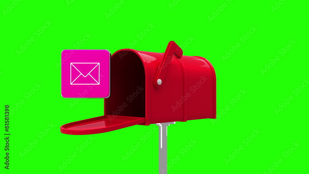 Mail icon in the mailbox on green background Mail icon in the mailbox on green background
