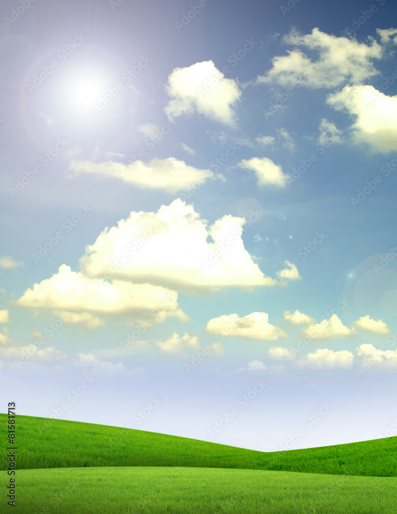 Hill and blue sky with clouds in the background. Hill and blue sky with clouds in the background.