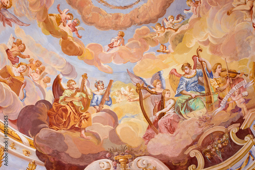 Fotografie Banska Stiavnica - The detail of fresco on cupola of calvary