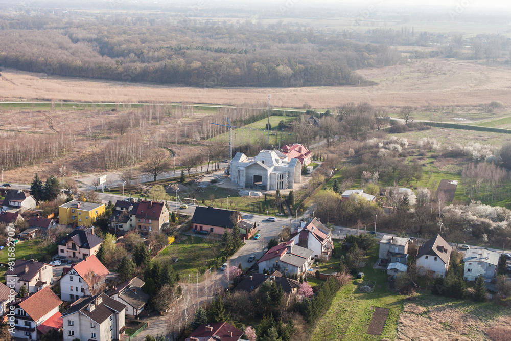 aerial view of wroclaw city suburbs