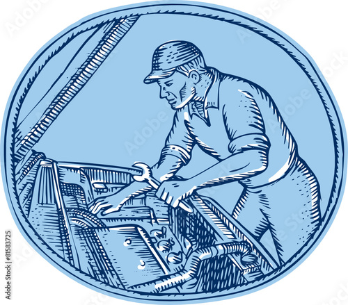 Auto Mechanic Automobile Car Repair Etching