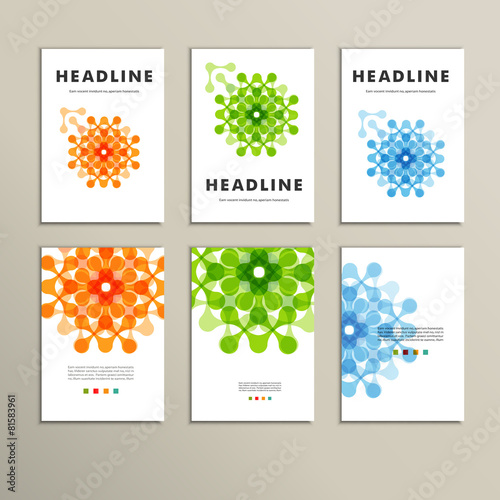 Six vector pattern with abstract figures brochures