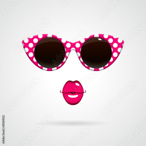 Vintage sunglasses and pink lips