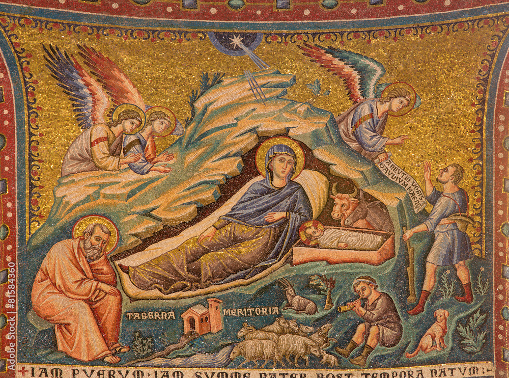 Fototapeta premium Rome - Nativity mosaic - Basilica di Santa Maria in Trastevere