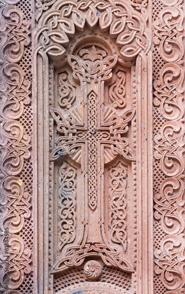 Jerusalem - Armenian cross in vestibule of St. James cathedral