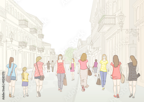 City street and pedestrians