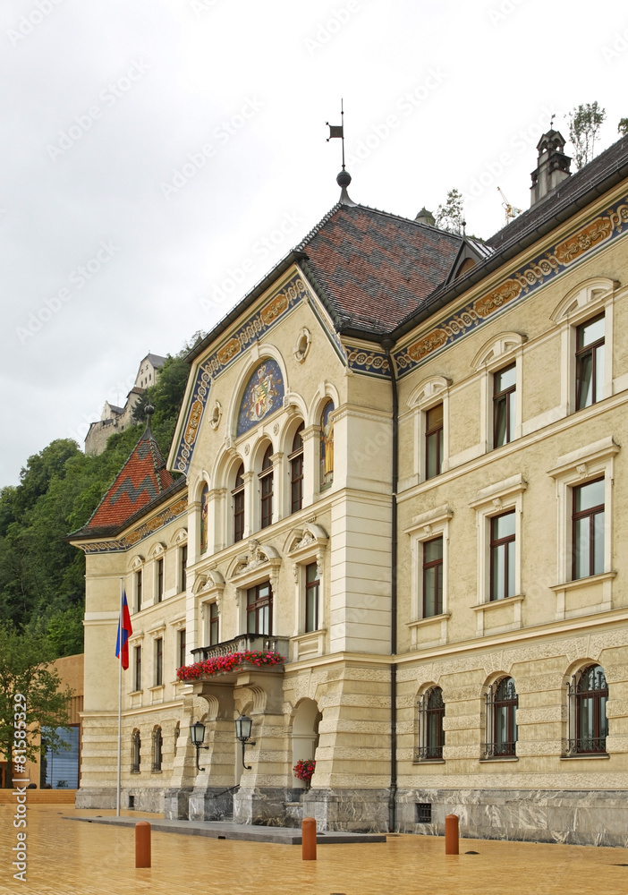 Government and parliament building in Vaduz.  Liechtenstein