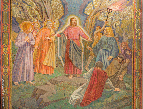 Jerusalem - mosaic of arresting of Jesus in Gethsemane garden