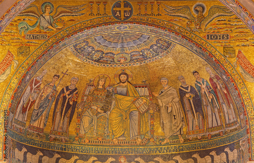 Rome - mosaic  Coronation of Virgin  in S. M.  in Trastevere