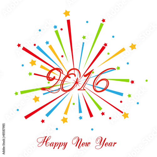 Happy new year fireworks 2016 holiday background design