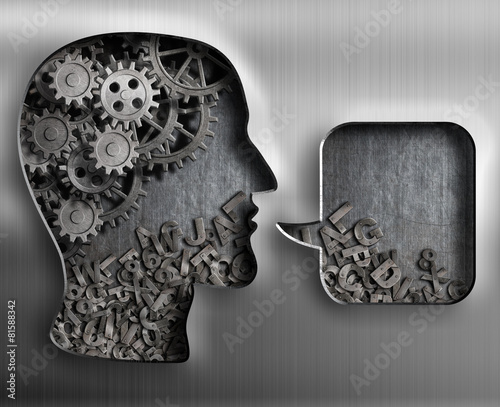 Metal head with brain gears...
